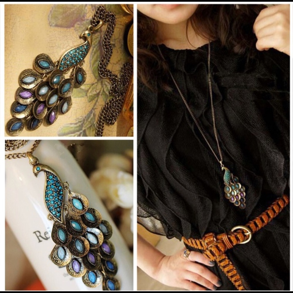 Peacock necklace and earrings